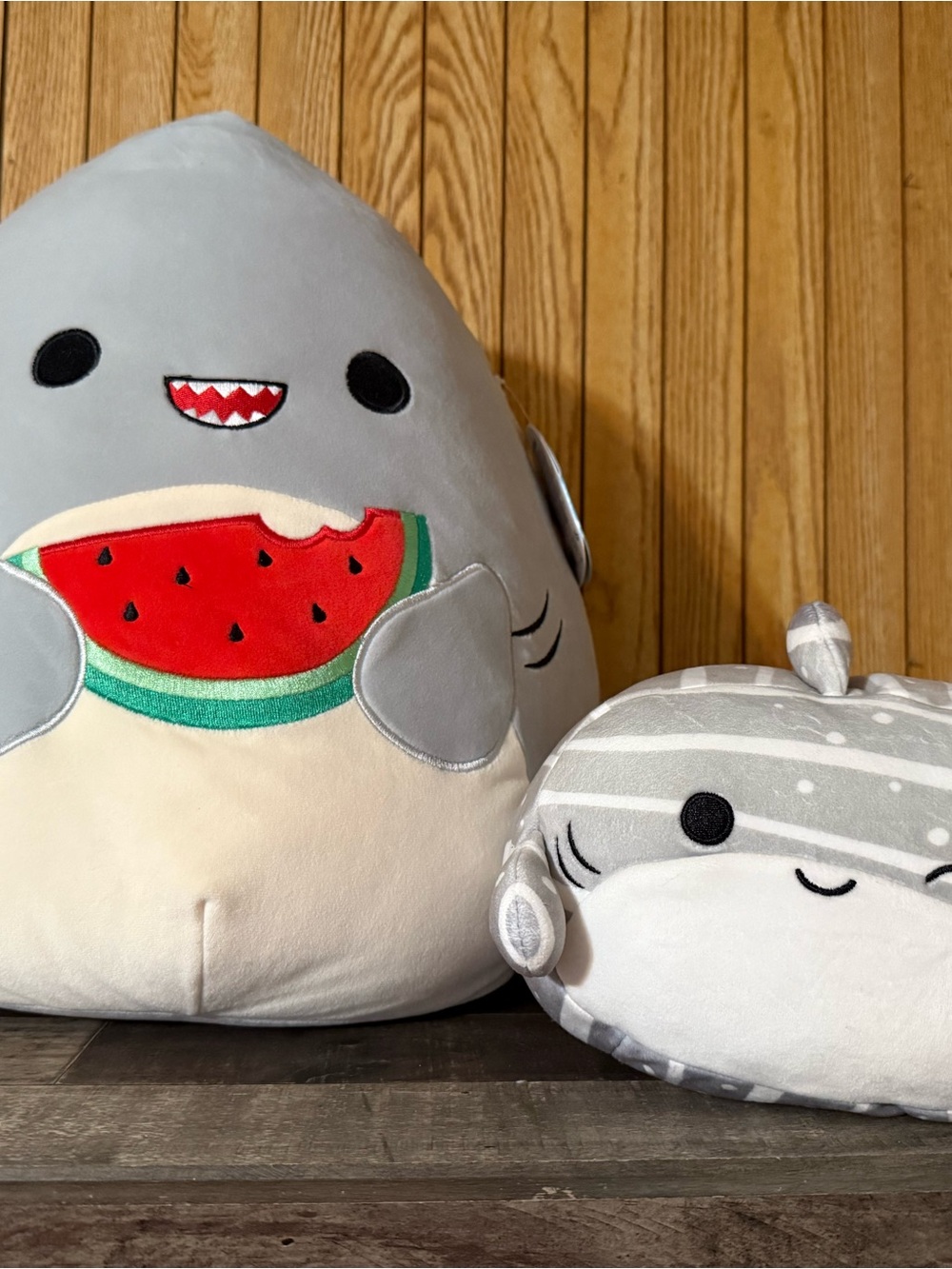 Squishmallows Gray & Red Shark and Gray Striped Whale Plush Duo